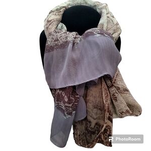 Multicolor Scarf Purple Brown Beige Office Lightweight Career